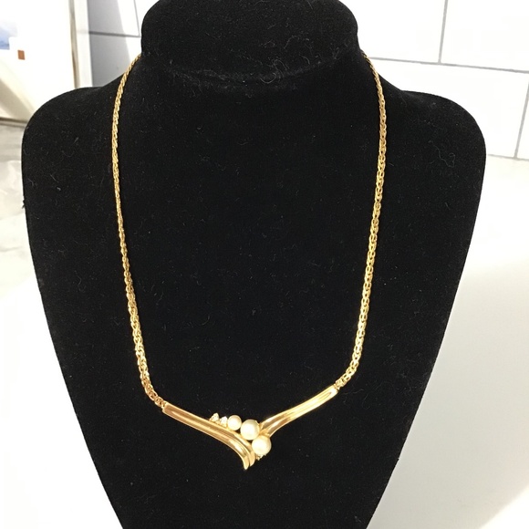 VTG Vendome Faux Pearl and Clear Rhinestone Necklace - Picture 1 of 5